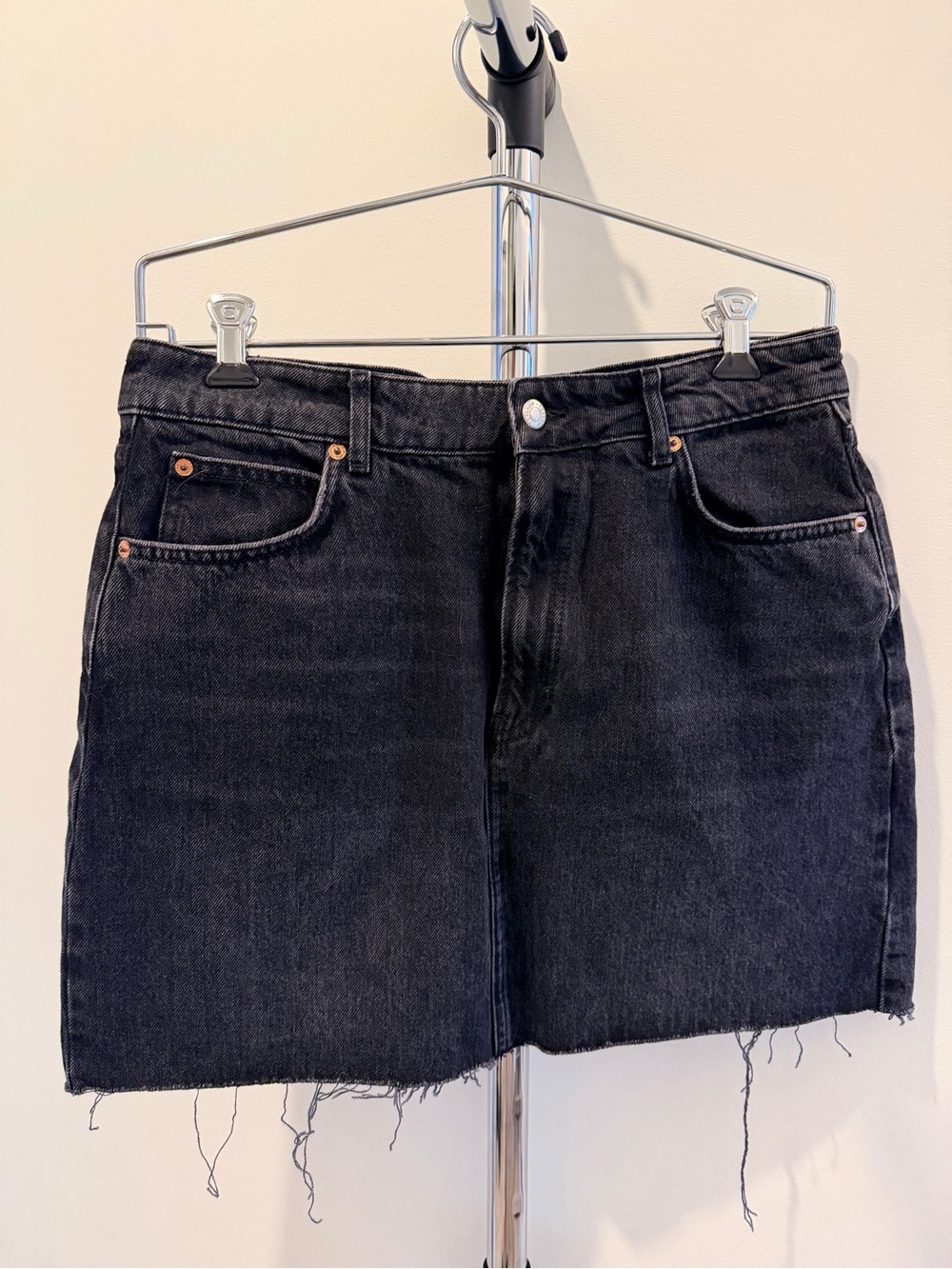 Topshop Black Denim Raw-Hem Shorts